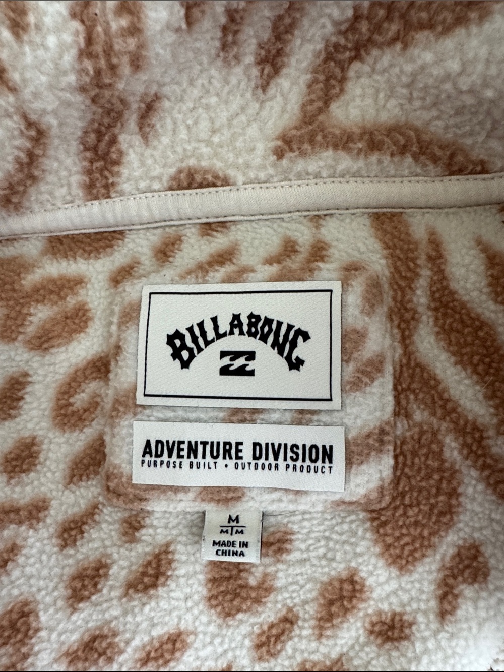 Billabong Cream and Brown Animal Print Fleece Jacket - Picture 5 of 5